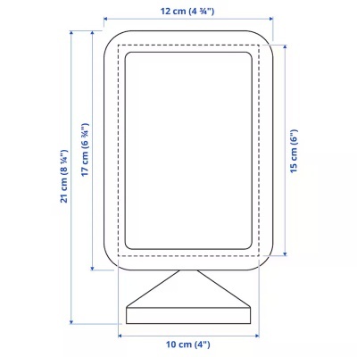 Desenho técnico com dimensões de armação retangular com base em azul