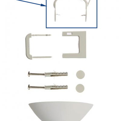Conjunto de suportes e acessórios brancos para fixação