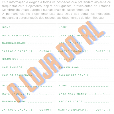 Boletim de reserva em papel com campos para dados pessoais e marca d'água AQUAJET RL