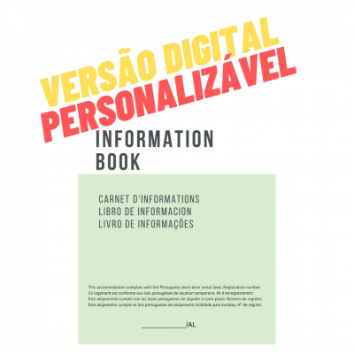 Página com texto em várias línguas, destaque em amarelo e vermelho para 'VERSÃO DIGITAL PERSONALIZÁVEL'.