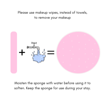 Instruções para uso de esponja de maquilhagem rosa redonda com água