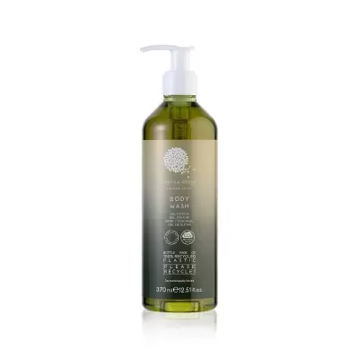 Frasco verde com dispenser branco de Body Wash
