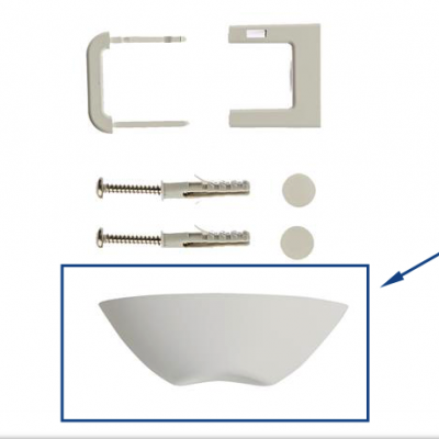 Conjunto de acessórios para instalação com suporte curvo branco e parafusos