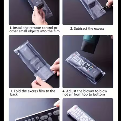 Instruções de uso para película plástica transparente com comando remoto preto