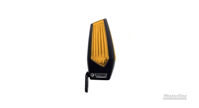 Farol de mota preto com detalhes amarelos