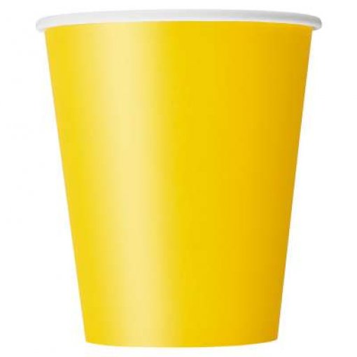 Copo de papel amarelo com borda branca