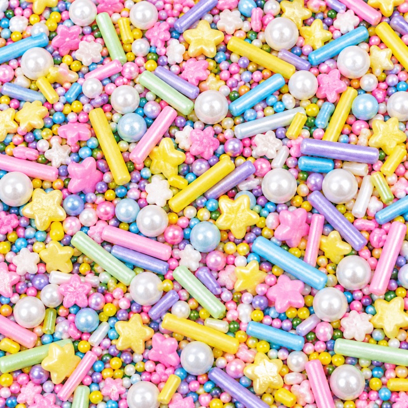 Mix Sonho pastel 90g Mistura colorida de confeitos para bolos com diversas formas e cores