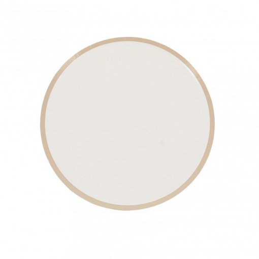 Prato redondo branco com borda bege