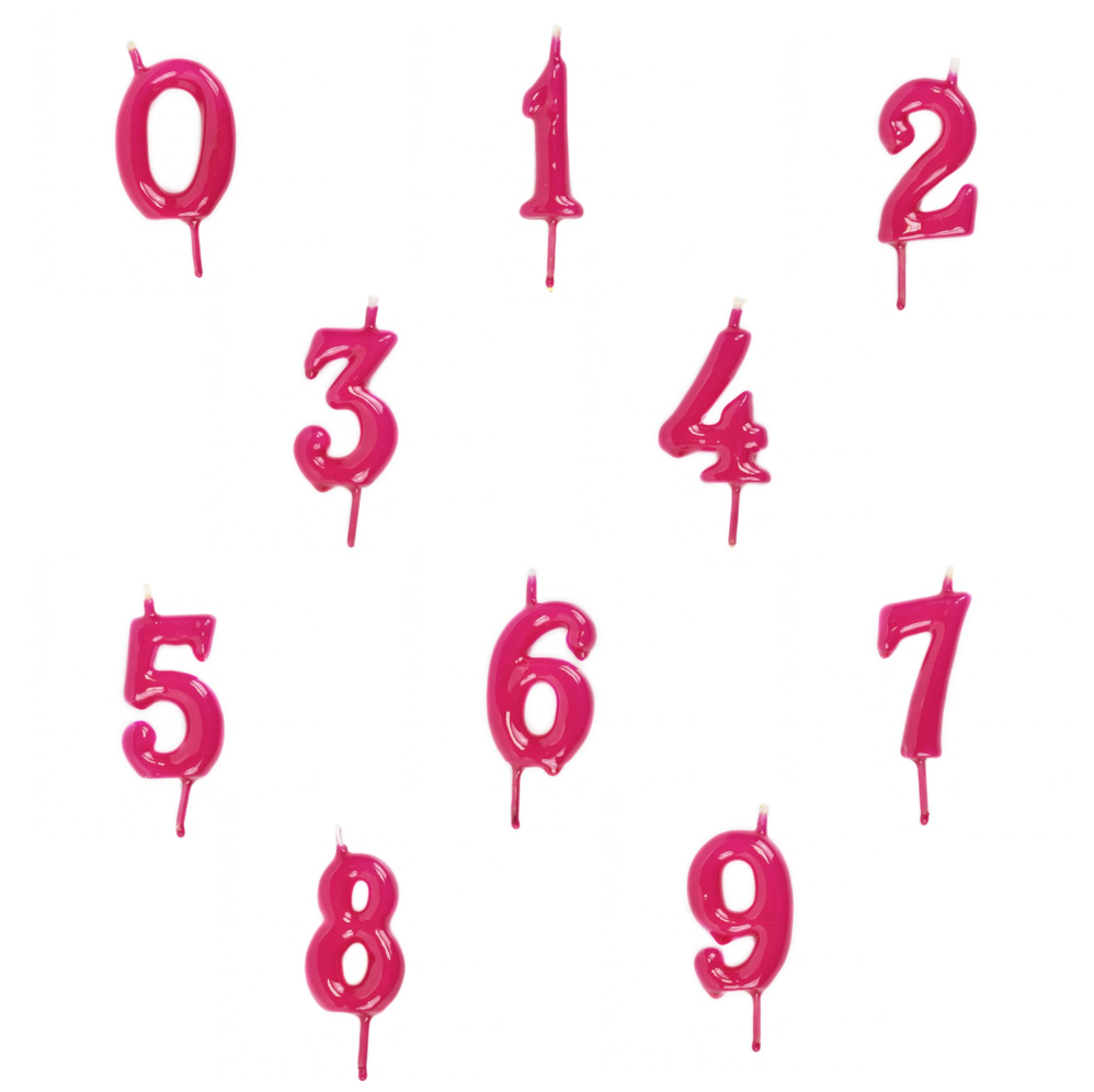 Velas de aniversário em números rosa
