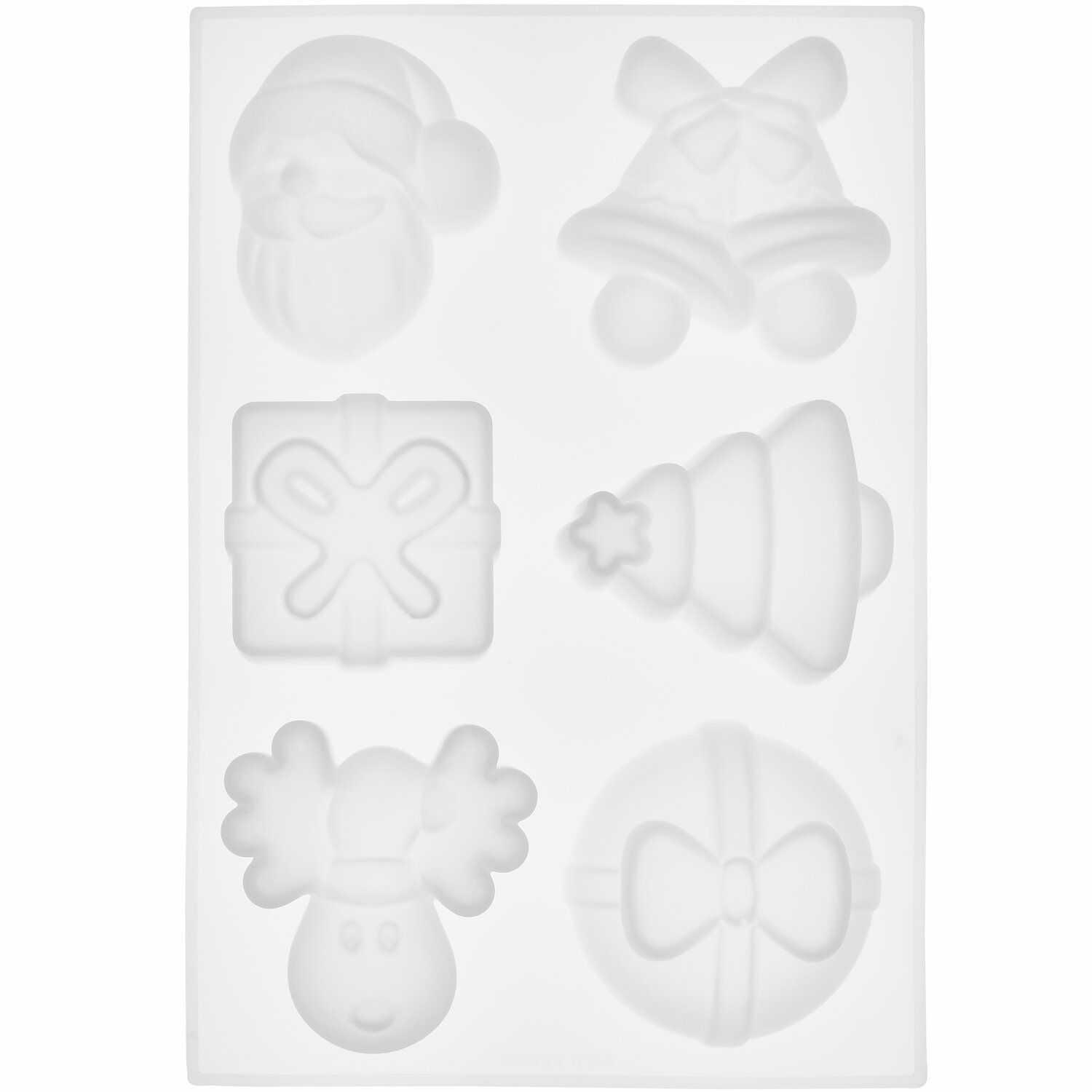 Molde de silicone para com formatos natalinos Forma de silicone branca com moldes natalícios variados
