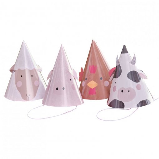 Chapéus de festa em forma de animais coloridos