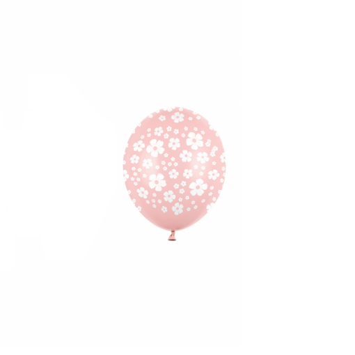 Balão rosa com flores brancas