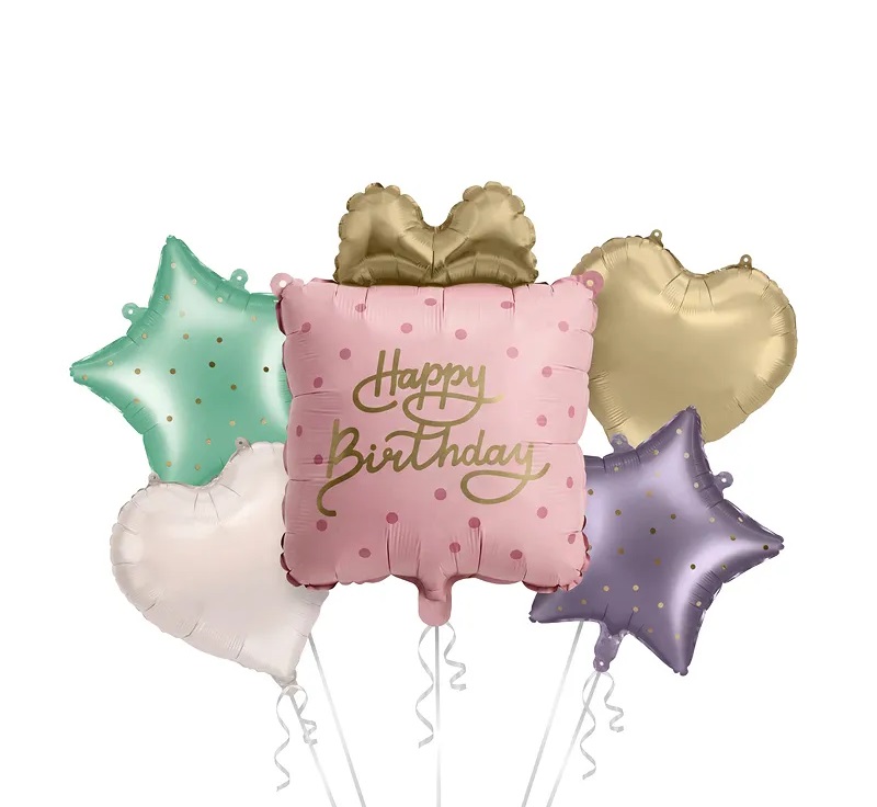 Conjunto de balões Presente Happy Birthday Balões metálicos coloridos com tema Happy Birthday