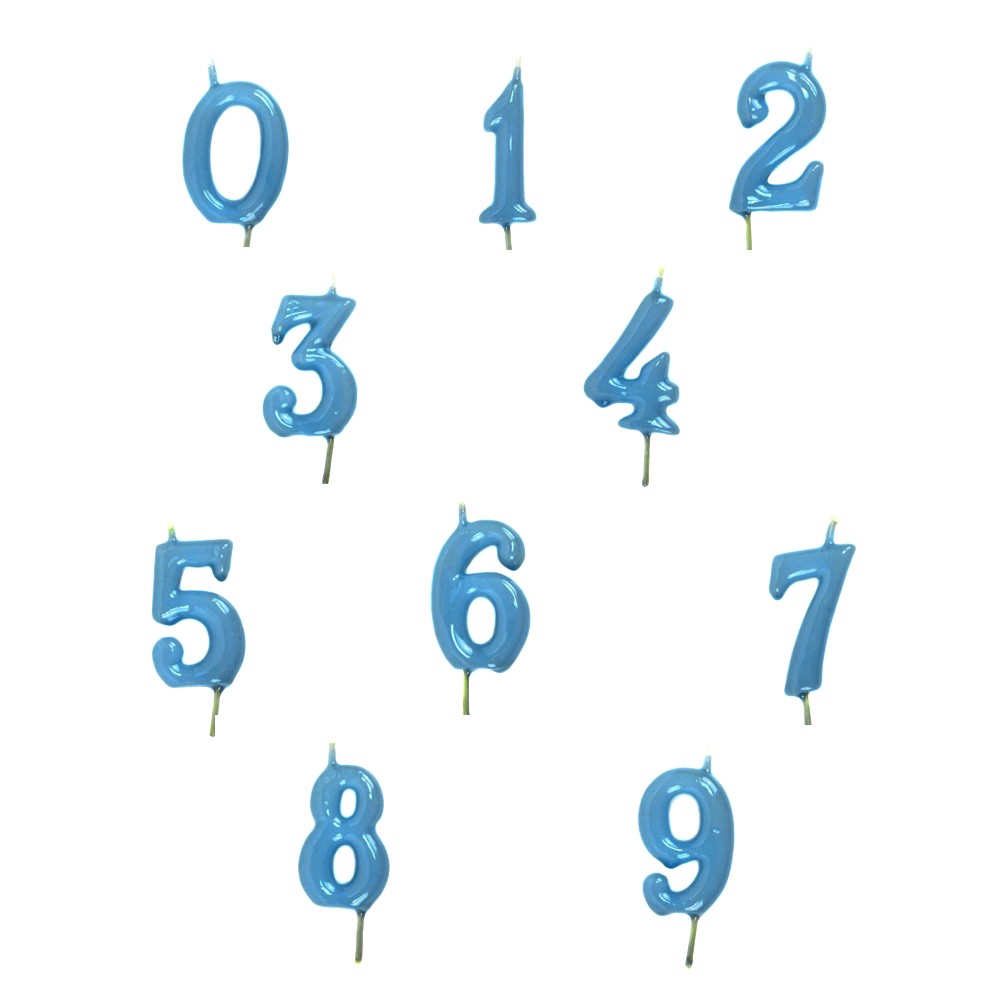 Velas de aniversário em números azuis