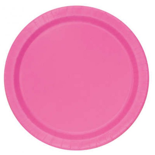 Prato descartável de papel rosa com borda ondulada