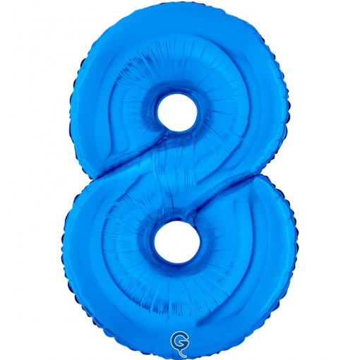Balão azul número 8 metálico