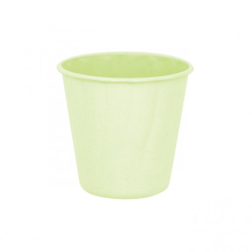 Recipiente cilíndrico de plástico verde claro com textura fina