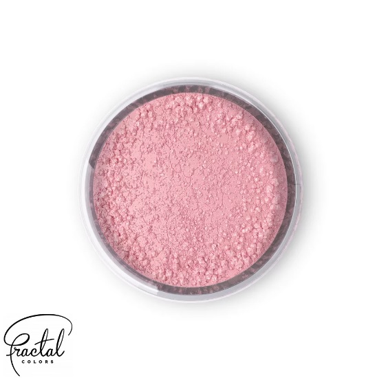 Corante em pó Rosa 5,5g Pó solto rosa claro em recipiente redondo transparente com logo Fractal Colors