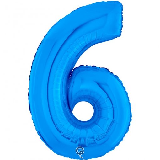 Balão azul número 6 metálico