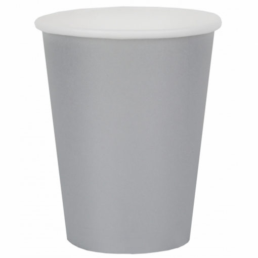Copo descartável cinza com tampa branca