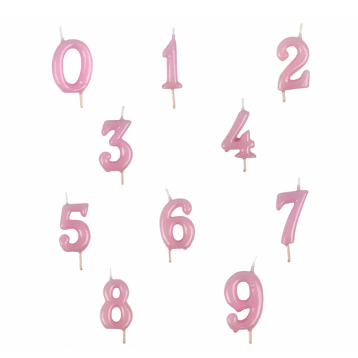 Velas para bolo números rosa de 0 a 9