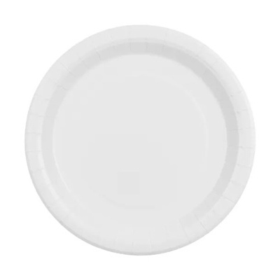 Prato descartável branco de papel