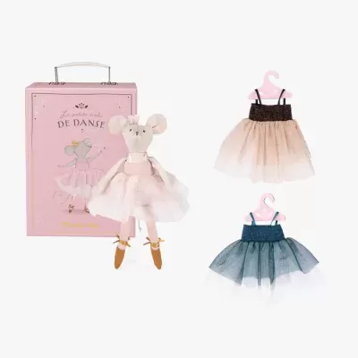 Brinquedo rato com saias e caixa rosa tematica de dança.