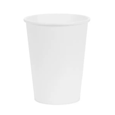 Copo descartável branco de papel com acabamento liso