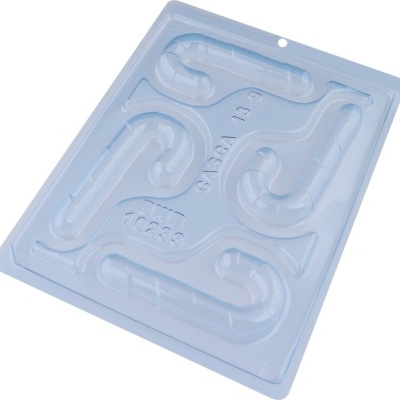 Placa de plástico transparente com moldes de bengalas de Natal