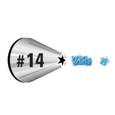 Bico de confeiteiro metálico com ponta em estrela e número 14