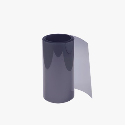 Rolo de película plástica translúcida cinzento escuro brilhante