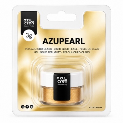 Embalagem de pó perolado dourado claro para confeitaria da marca azucren