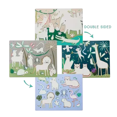 Puzzles infantis com desenhos de animais coloridos em fundos variados
