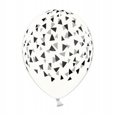 Balão branco com triângulos pretos dispersos