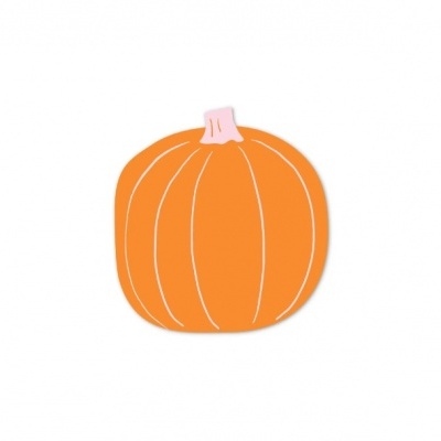 Abóbora estilizada laranja com linhas brancas e caule rosa