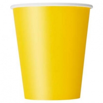 Copo de papel amarelo com borda branca