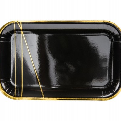Tabuleiro rectangular preto com linhas douradas e bordas arredondadas