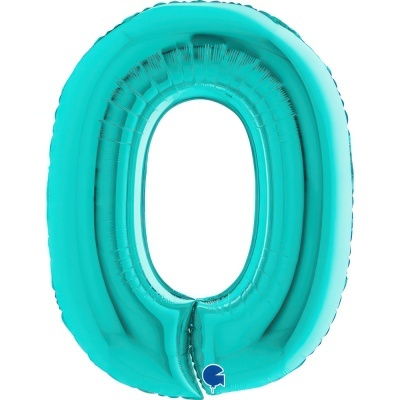 Balão número 0 metálico azul turquesa