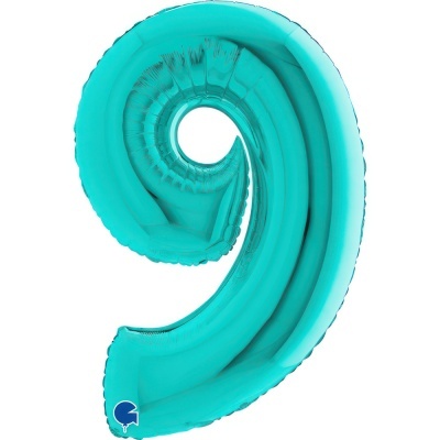 Balão metalizado azul em forma do número 9