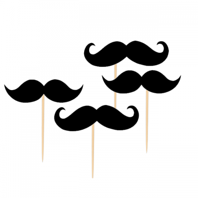 Bigodes falsos pretos em papel com hastes de madeira