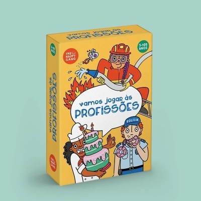 Caixa de jogo vamos jogar às profissões com ilustrações de várias profissões
