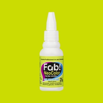 Frasco pequeno de corante alimentar Fab! NeoColor verde limão com tampa aplicadora