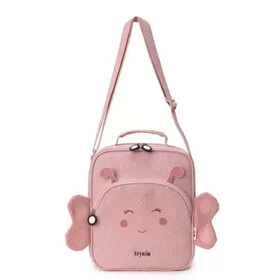 Mala infantil rosa com desenho de borboleta