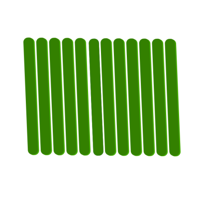 Bastões verdes alinhados lado a lado