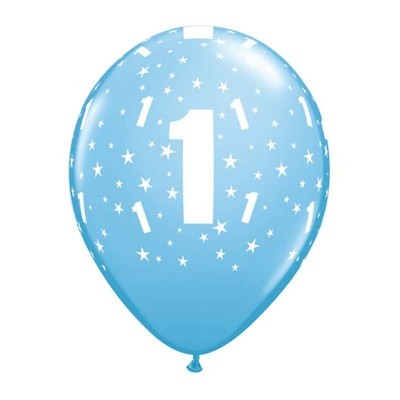 Balão azul com números 1 e estrelas brancas