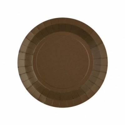 Prato descartável redondo castanho visto de cima