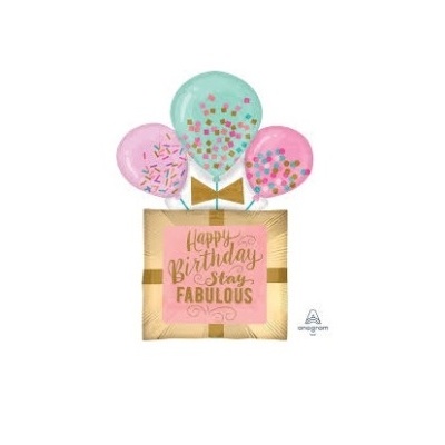 Balões de festa coloridos com mensagem de aniversário