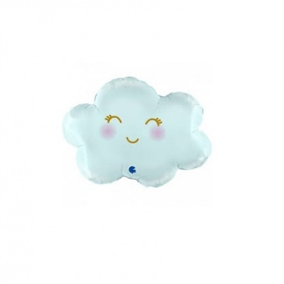 Balão azul claro em forma de nuvem sorridente