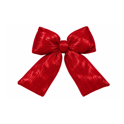 Laço decorativo vermelho com textura brilhante em fundo branco