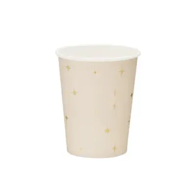 Copo descartável creme com estrelas douradas